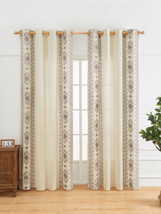 Boho Curtains for Bedroom Linen Boho Curtains 84 Inches Long 2 Panels Farmhouse Curtains