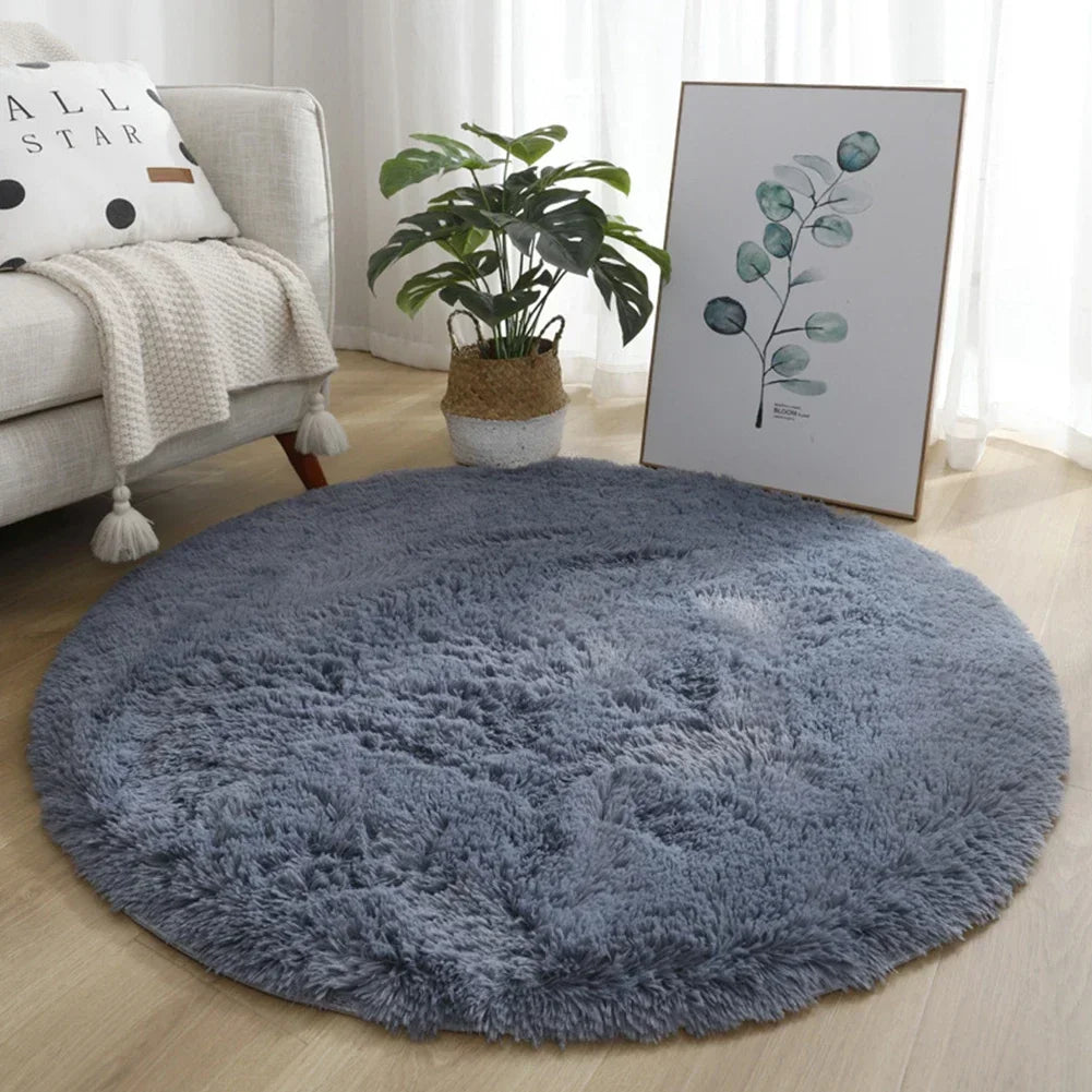 Round Carpet Floor Mats Shaggy Rug Solid Living Room Entrance Kitchen Carpet