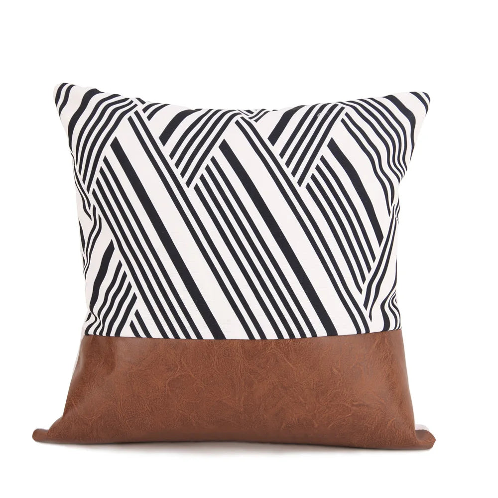 Cushion Cover Luxury Pillow Case 45*45 Sofa Decorative PU Leather Cushion