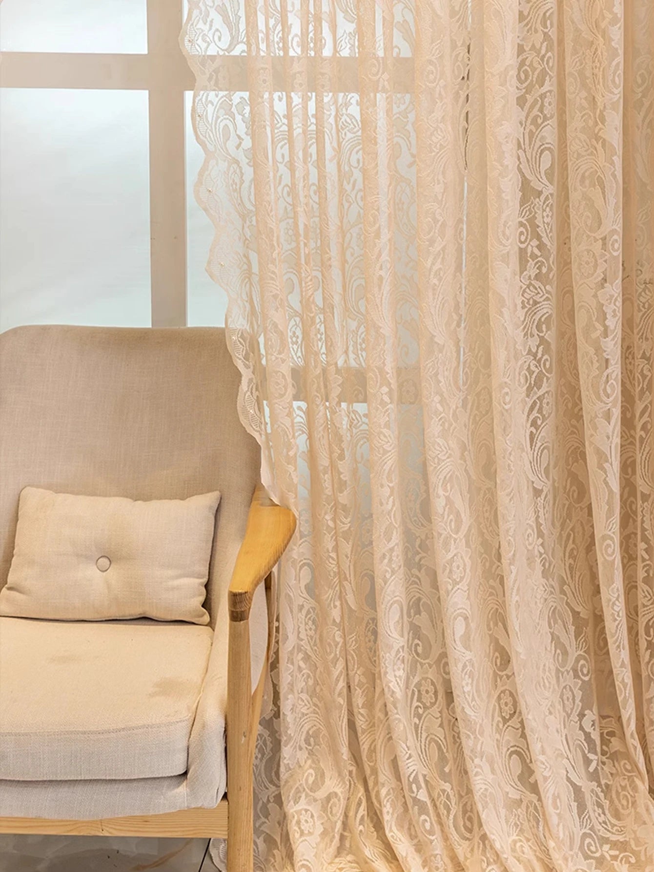French New Style Lace Beaded Gauze Curtains Curtains 1PC