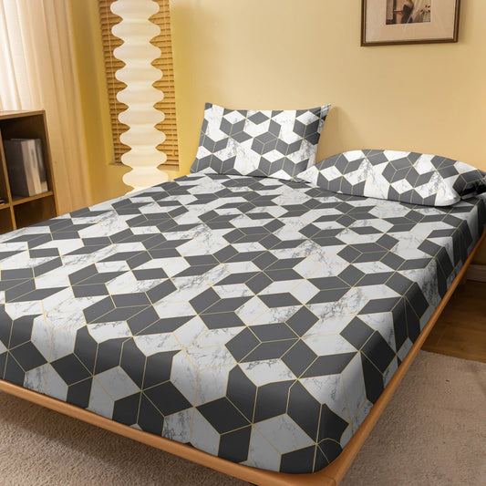 1 Simple modern geometry printed matte Fitted Sheet,