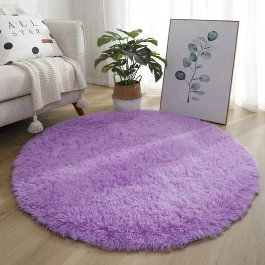 Round Carpet Floor Mats Shaggy Rug Solid Living Room Entrance Kitchen Carpet