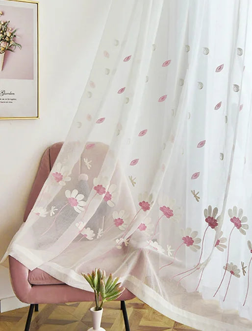 Plant embroidery dragonfly lotus gauze curtains and curtains Curtains