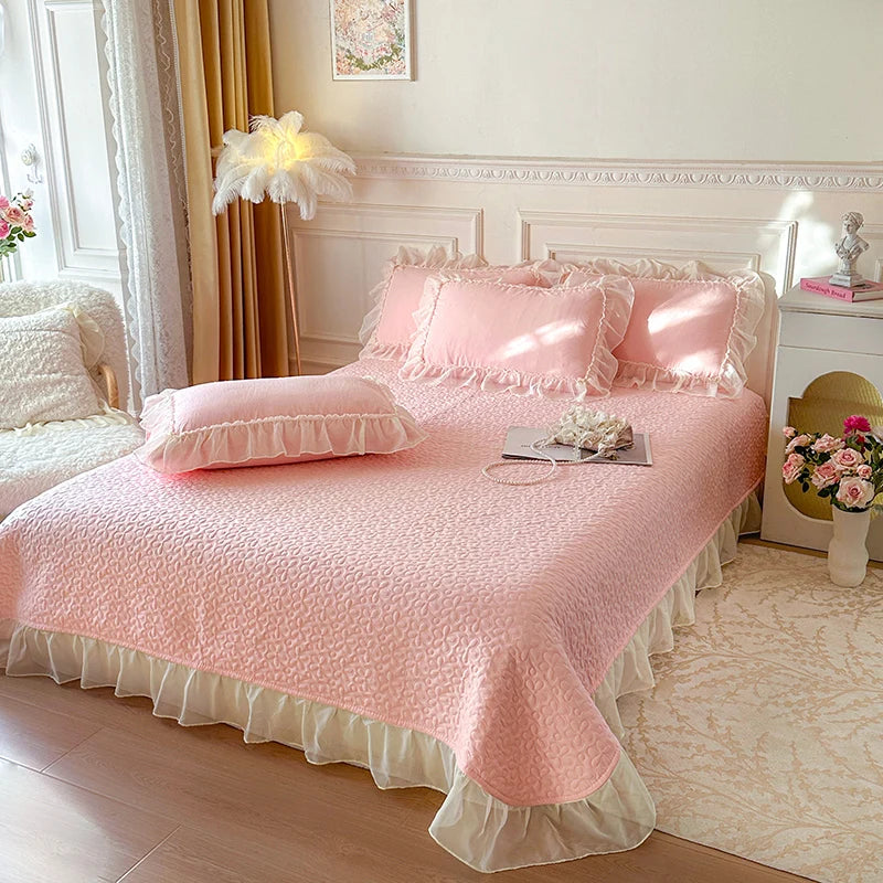 2025 French high-end bed cover washed cotton four-piece set skin-friendly washed