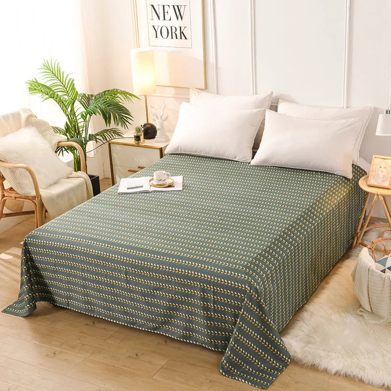 Flower Bedspread On The Bed Sheet Linen Cover Couple