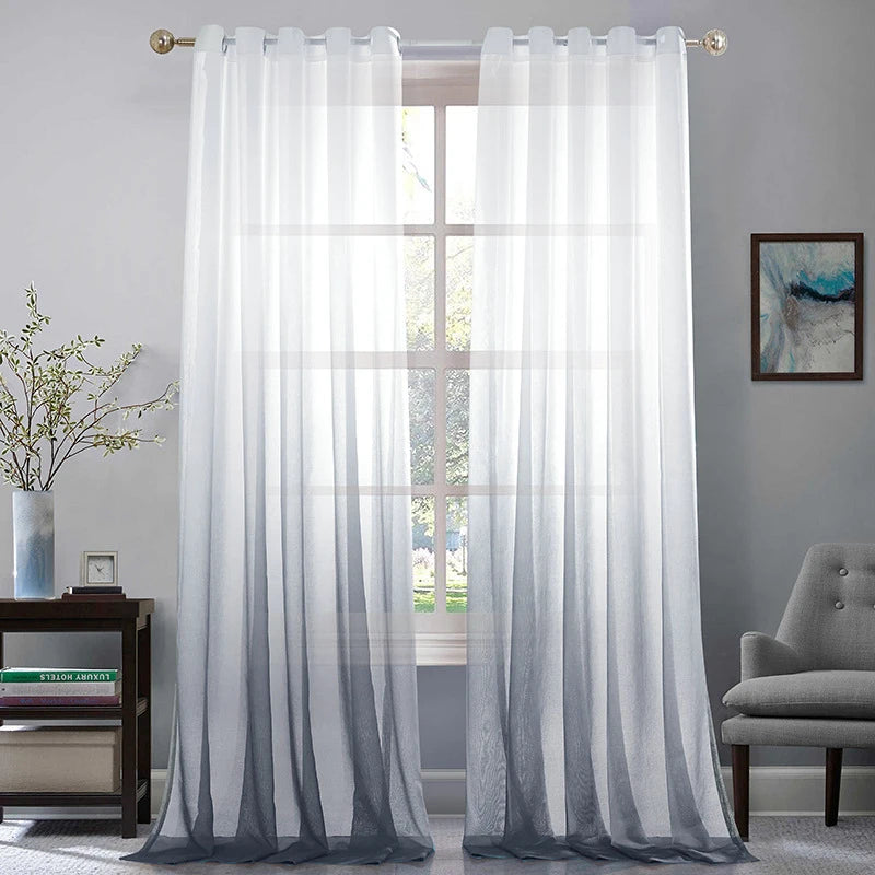 Gradient Colored Curtains Window Curtains Sheer Blackout Curtains