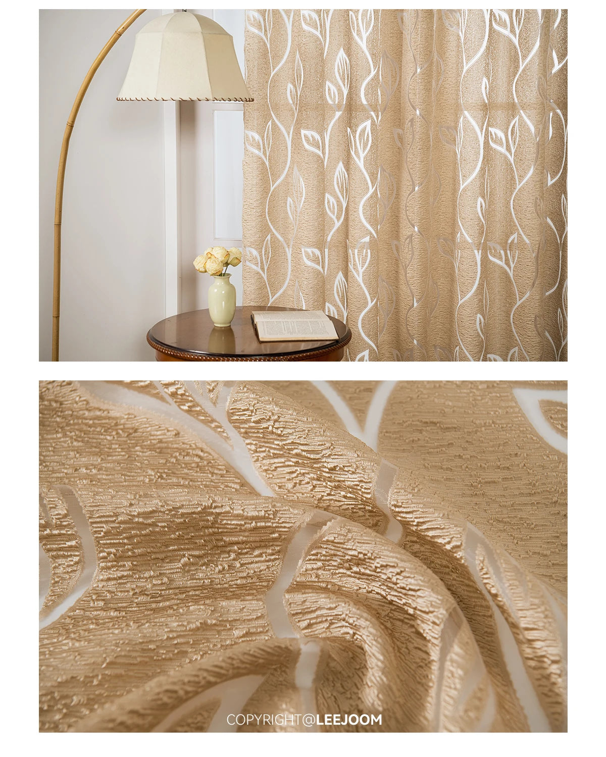 European Jacquard Curtains for Living Room Hollow Leaf Curtains