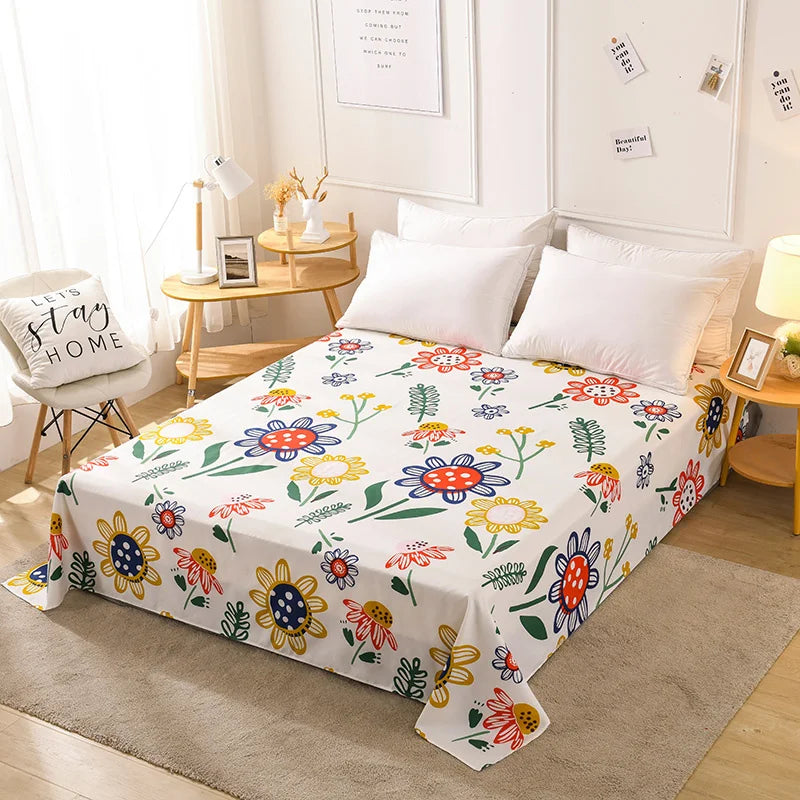 Flower Bedspread On The Bed Sheet Linen Cover Couple