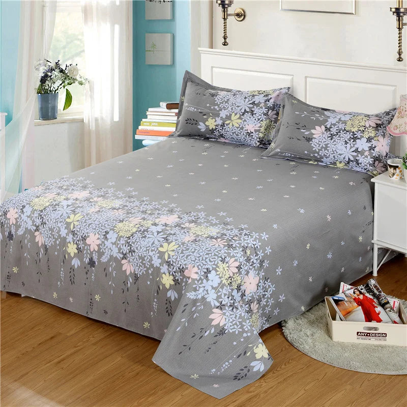 Flower Bedspread On The Bed Sheet Linen Cover Couple