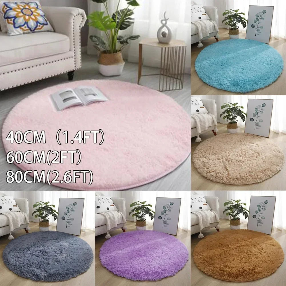 Round Carpet Floor Mats Shaggy Rug Solid Living Room Entrance Kitchen Carpet