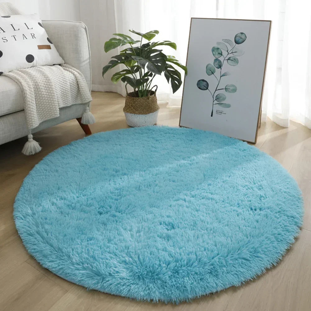 Round Carpet Floor Mats Shaggy Rug Solid Living Room Entrance Kitchen Carpet