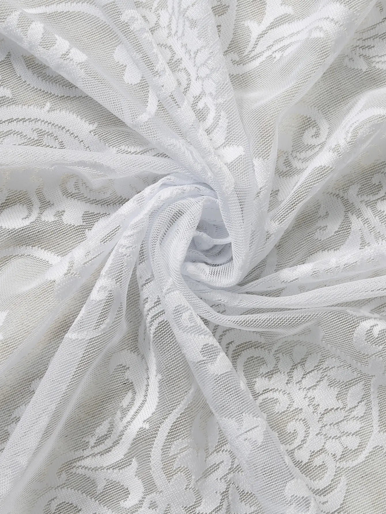 White Vine Lantern Lace Perforated Curtains,