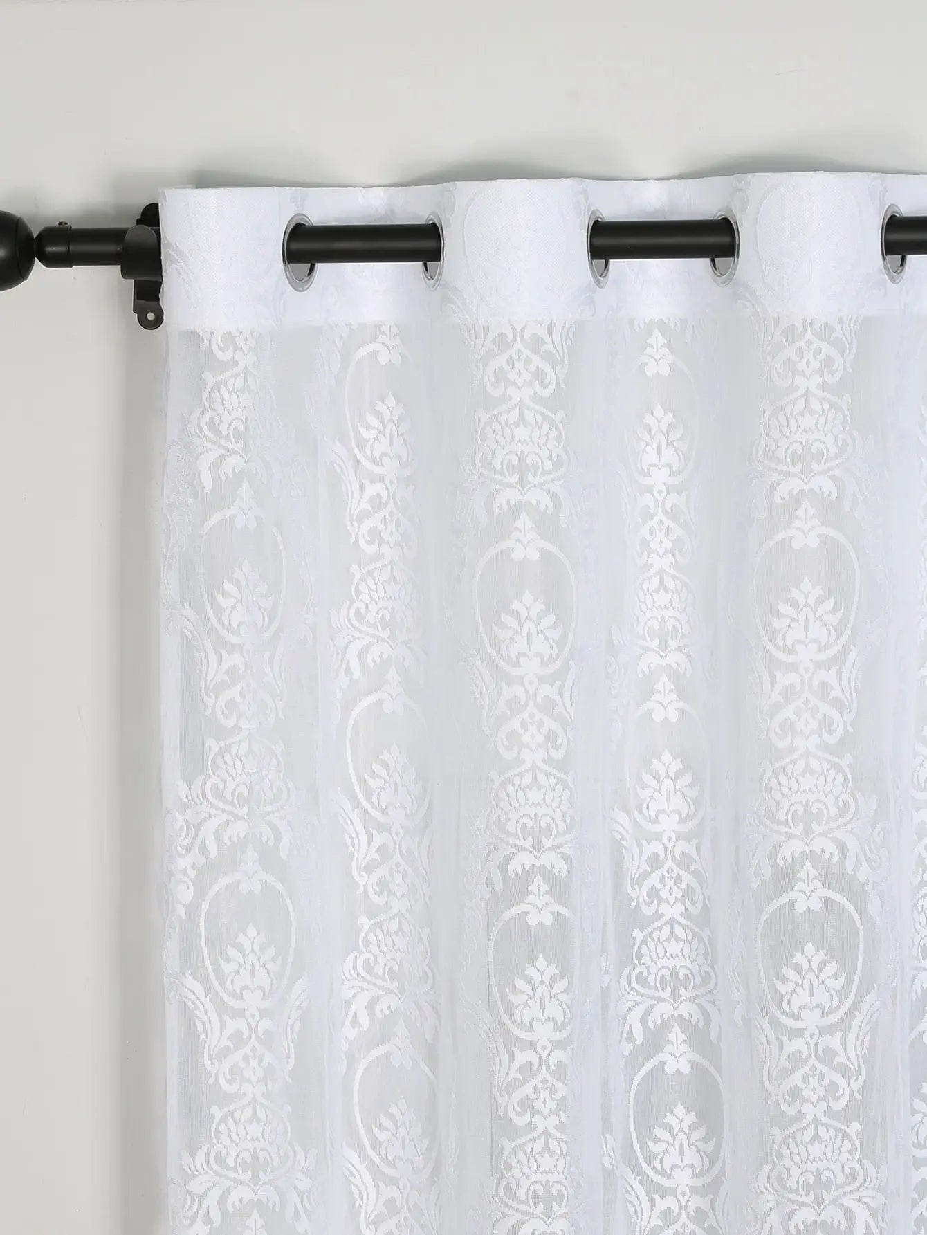 White Vine Lantern Lace Perforated Curtains,