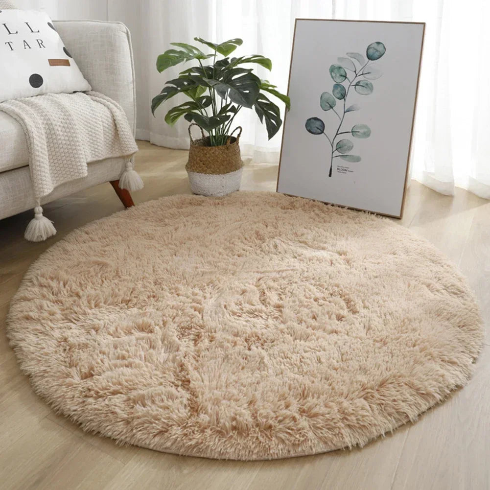 Round Carpet Floor Mats Shaggy Rug Solid Living Room Entrance Kitchen Carpet