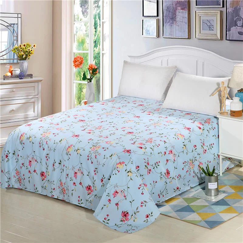 Flower Bedspread On The Bed Sheet Linen Cover Couple
