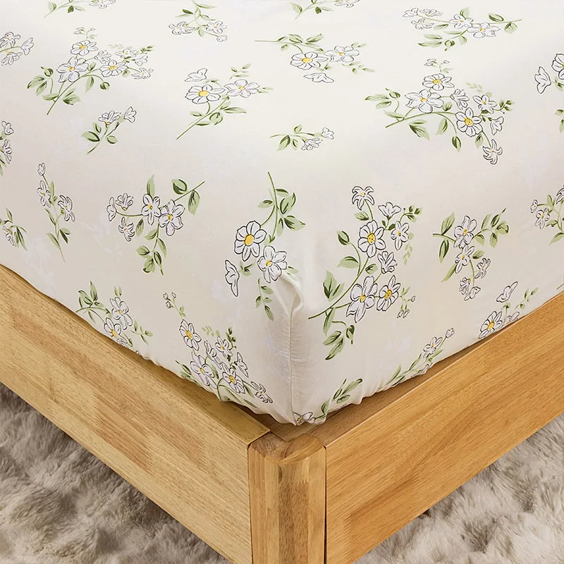 3PC Floral Bed Sheet Set  Bedroom Printed Bed Cover 100%Polyester Elastic Band Around Mattress Cover King Size Bed Cover