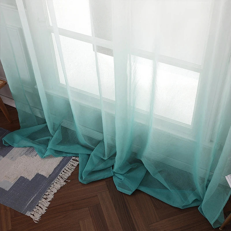 Gradient Colored Curtains Window Curtains Sheer Blackout Curtains