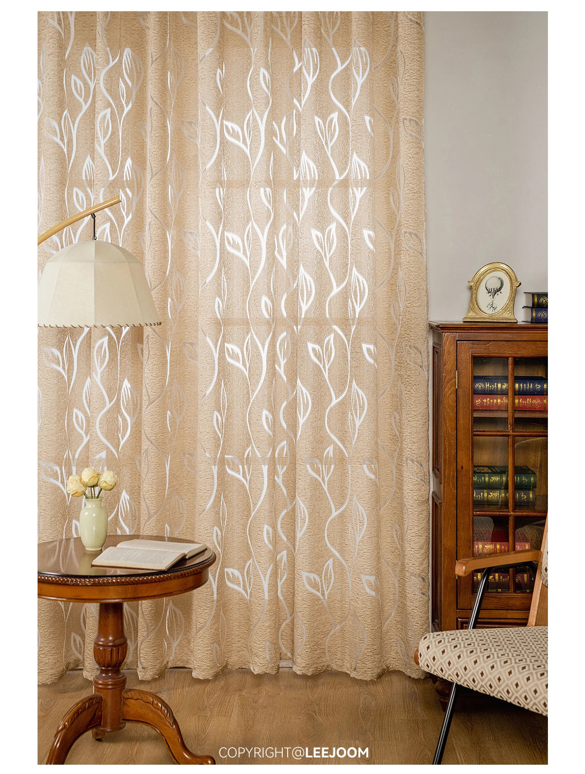 European Jacquard Curtains for Living Room Hollow Leaf Curtains