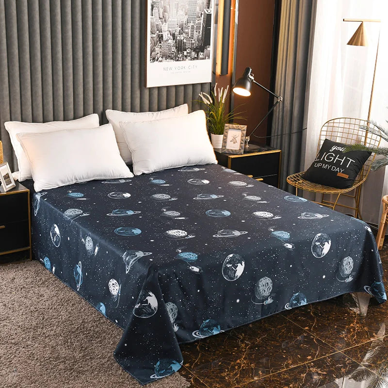 Flower Bedspread On The Bed Sheet Linen Cover Couple