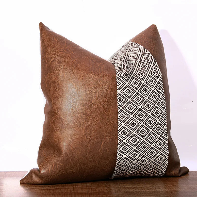 Cushion Cover Luxury Pillow Case 45*45 Sofa Decorative PU Leather Cushion