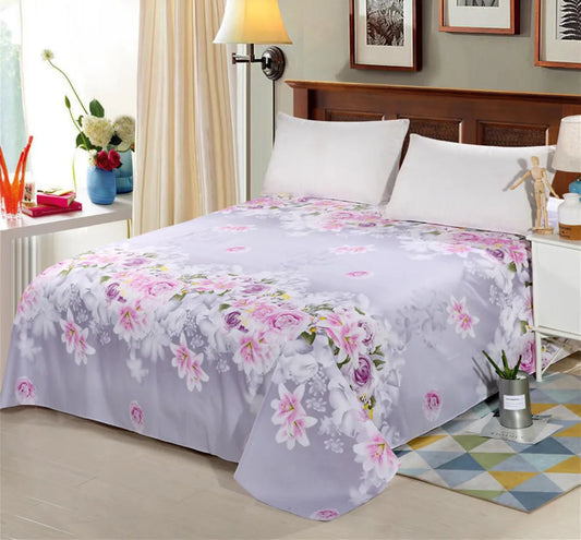 Flower Bedspread On The Bed Sheet Linen Cover Couple