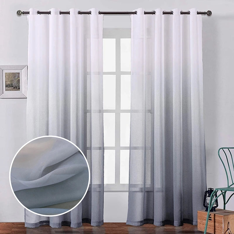 Gradient Colored Curtains Window Curtains Sheer Blackout Curtains