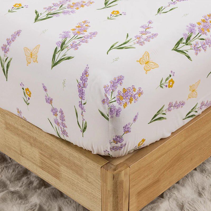 3PC Floral Bed Sheet Set  Bedroom Printed Bed Cover 100%Polyester Elastic Band Around Mattress Cover King Size Bed Cover