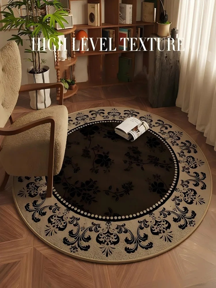 VIKAMA vintage ethnic style circular living room carpet,