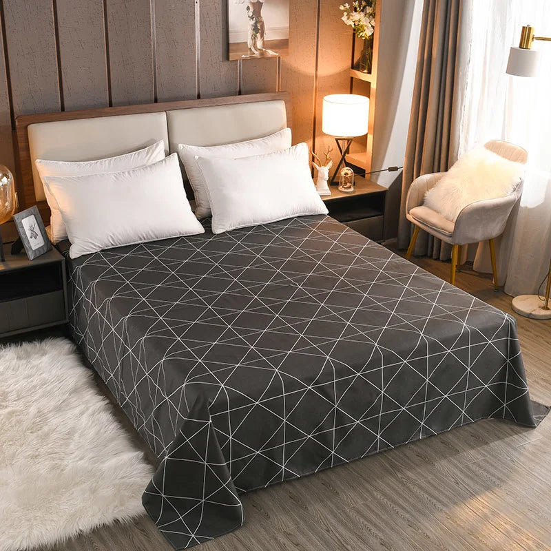 Flower Bedspread On The Bed Sheet Linen Cover Couple