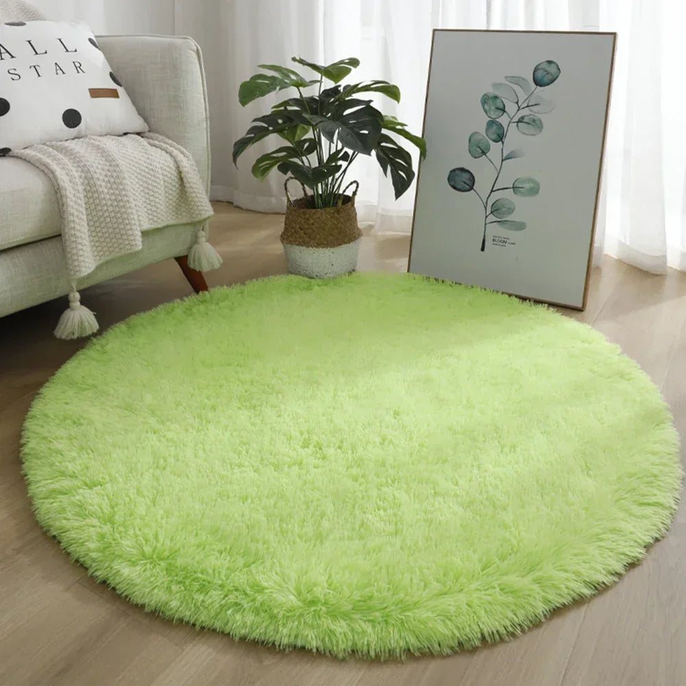 Round Carpet Floor Mats Shaggy Rug Solid Living Room Entrance Kitchen Carpet