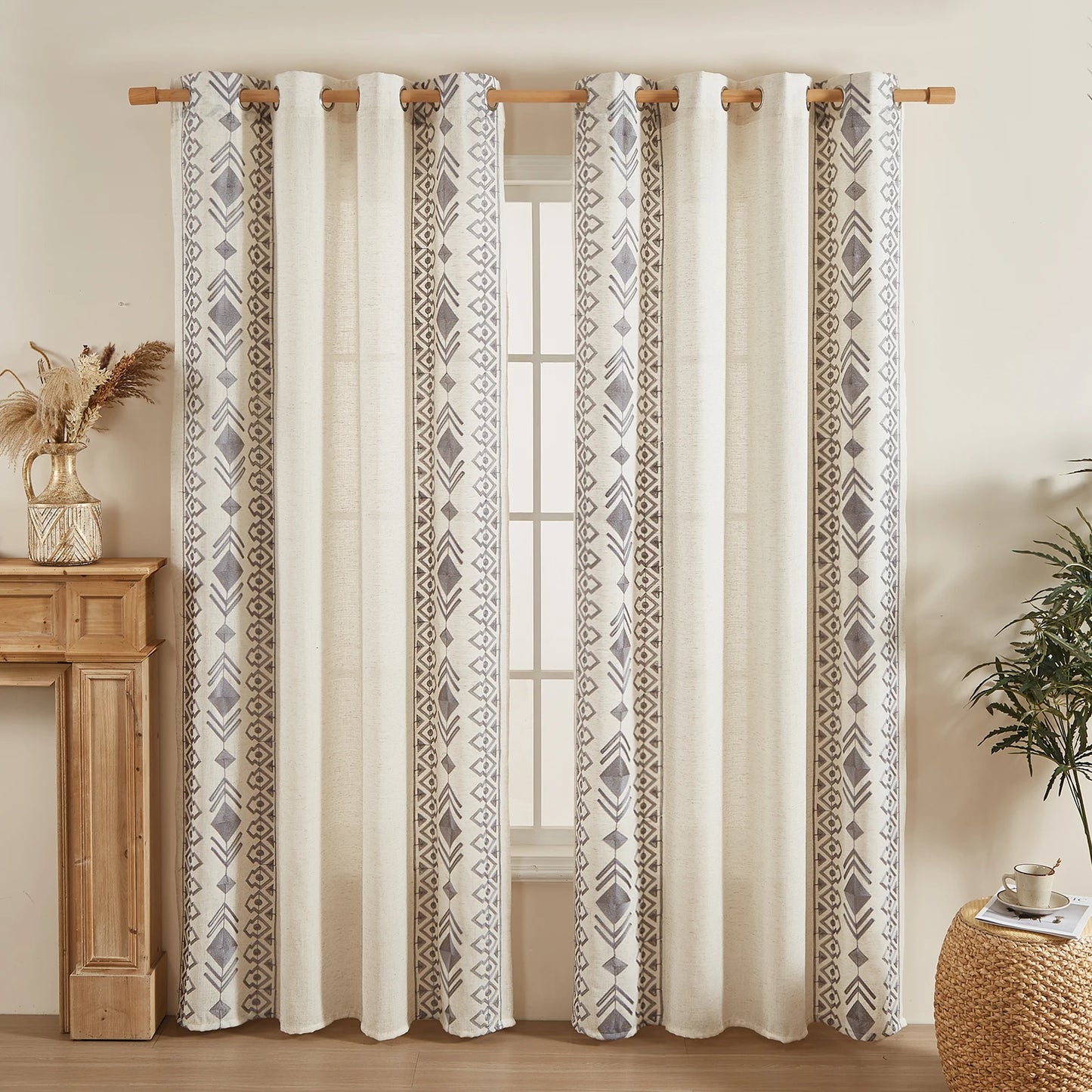 Boho Curtains for Bedroom Linen Boho Curtains 84 Inches Long 2 Panels Farmhouse Curtains
