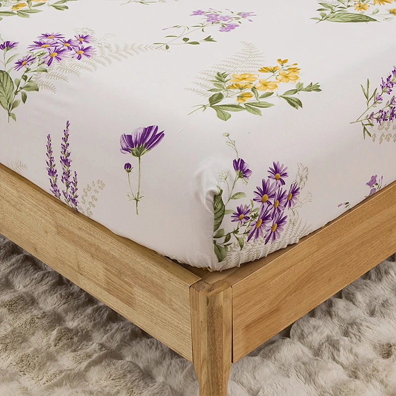 3PC Floral Bed Sheet Set  Bedroom Printed Bed Cover 100%Polyester Elastic Band Around Mattress Cover King Size Bed Cover