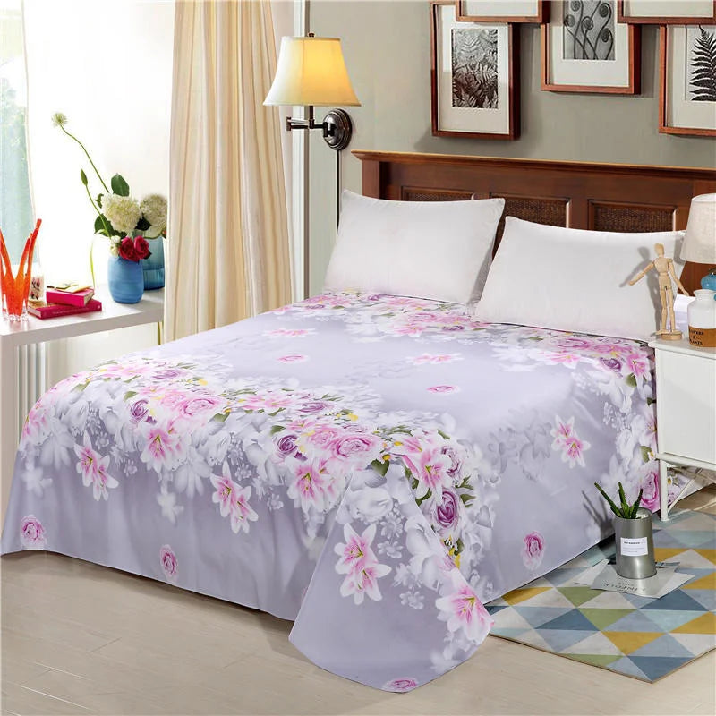 Flower Bedspread On The Bed Sheet Linen Cover Couple
