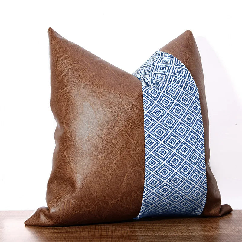 Cushion Cover Luxury Pillow Case 45*45 Sofa Decorative PU Leather Cushion