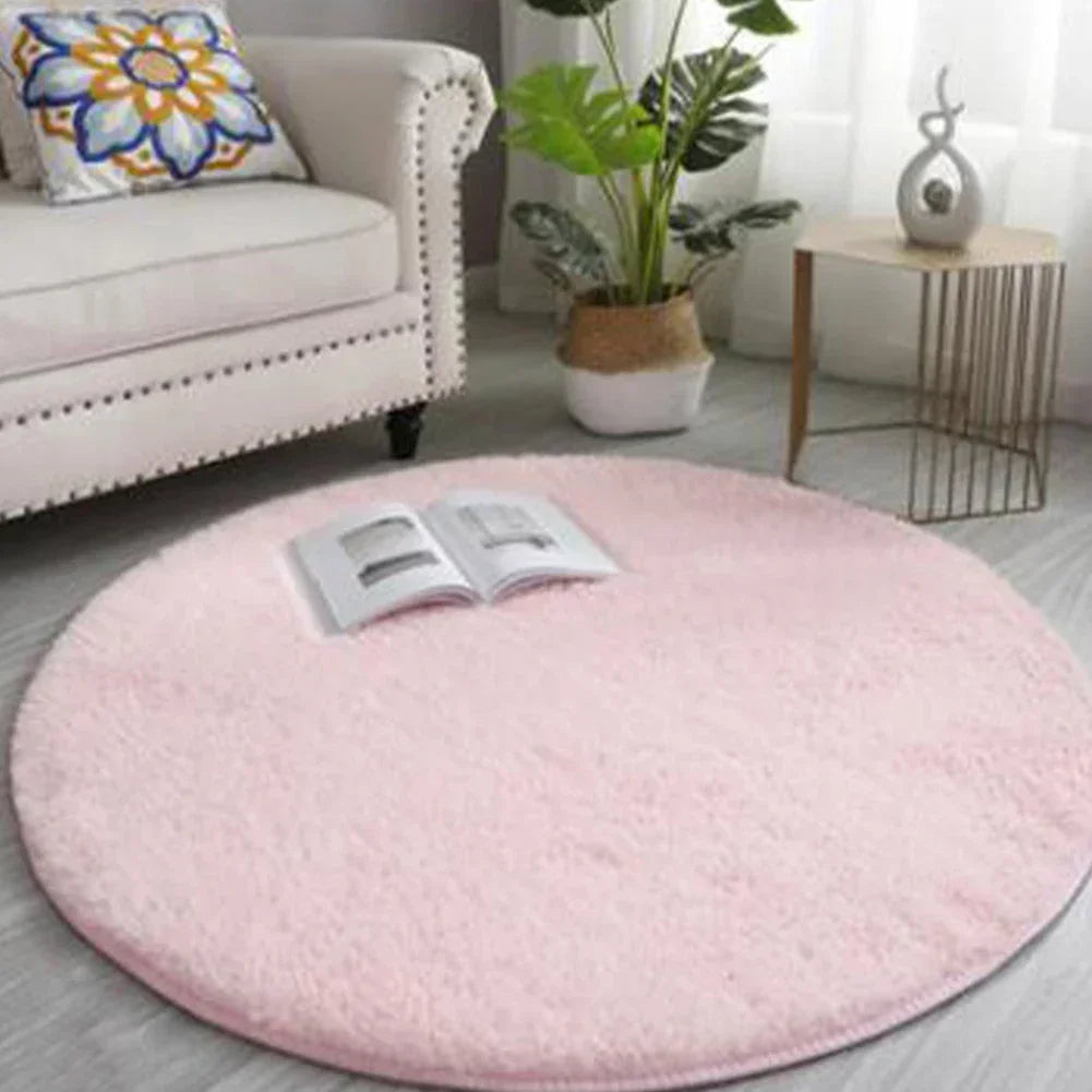 Round Carpet Floor Mats Shaggy Rug Solid Living Room Entrance Kitchen Carpet