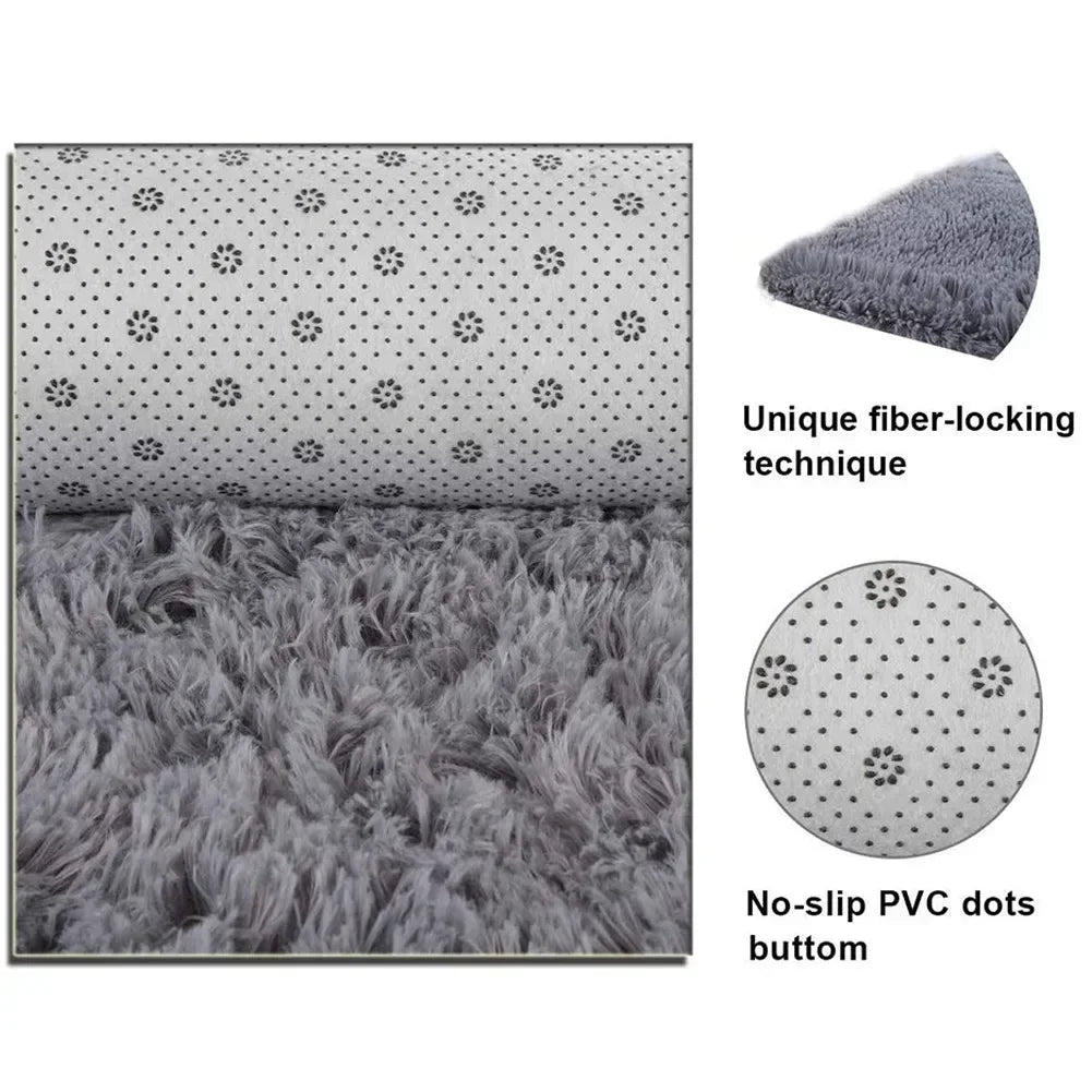 Round Carpet Floor Mats Shaggy Rug Solid Living Room Entrance Kitchen Carpet