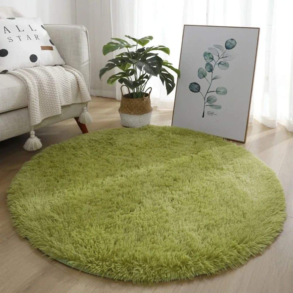 Round Carpet Floor Mats Shaggy Rug Solid Living Room Entrance Kitchen Carpet