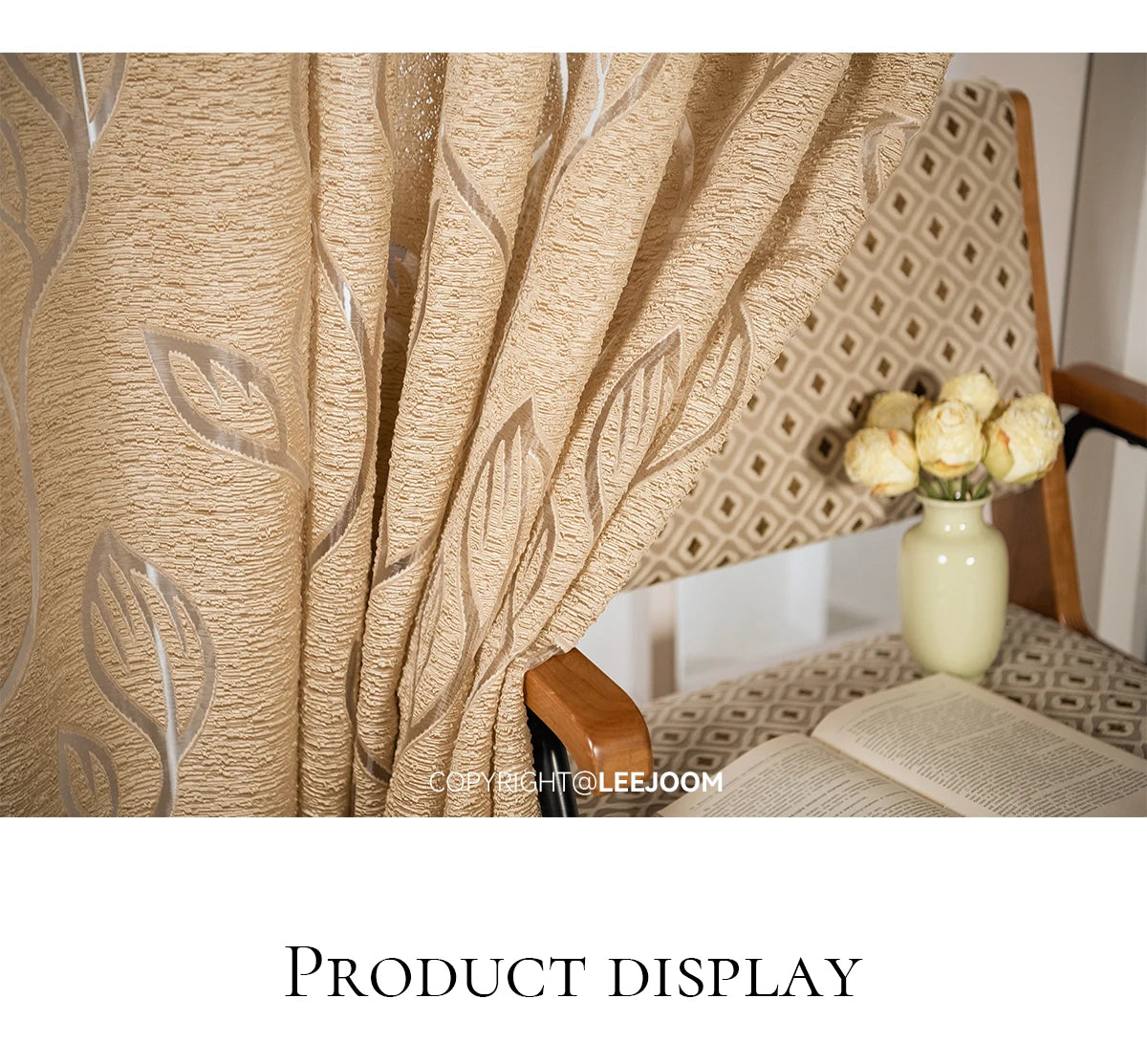 European Jacquard Curtains for Living Room Hollow Leaf Curtains