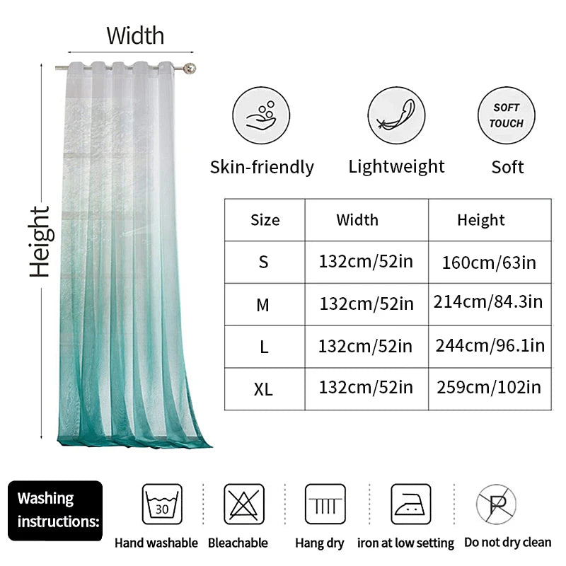 Gradient Colored Curtains Window Curtains Sheer Blackout Curtains