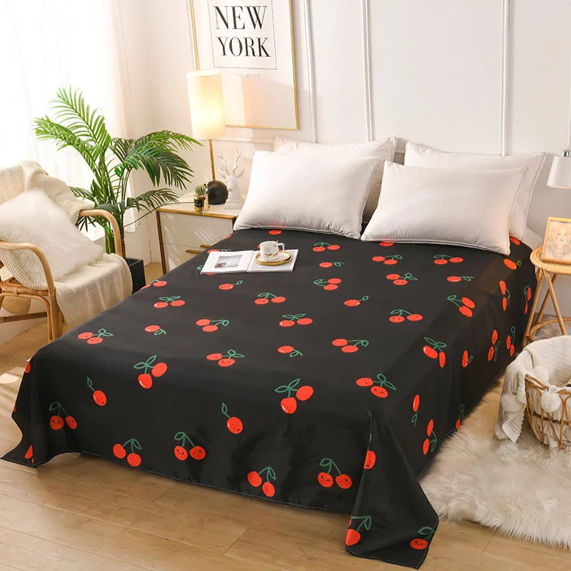 Flower Bedspread On The Bed Sheet Linen Cover Couple