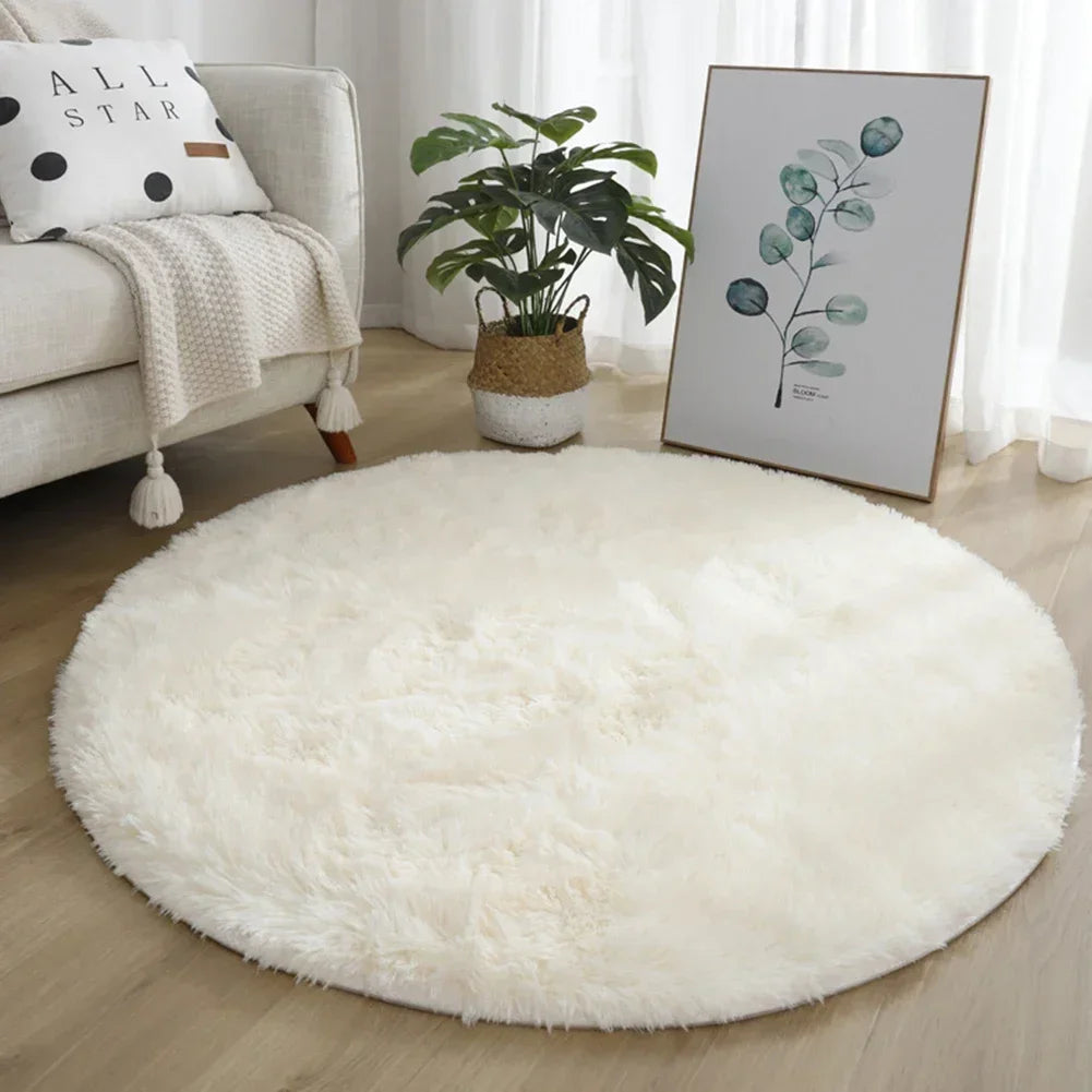 Round Carpet Floor Mats Shaggy Rug Solid Living Room Entrance Kitchen Carpet