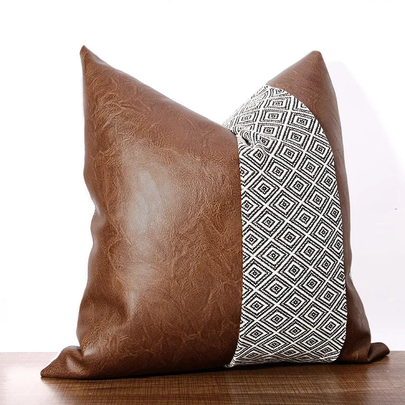 Cushion Cover Luxury Pillow Case 45*45 Sofa Decorative PU Leather Cushion