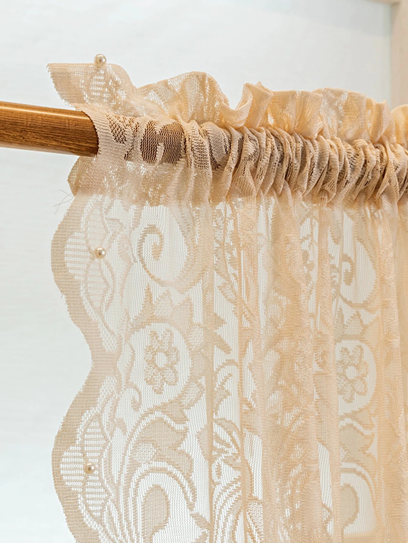 French New Style Lace Beaded Gauze Curtains Curtains 1PC