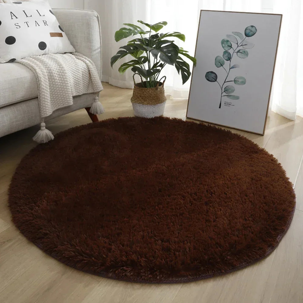Round Carpet Floor Mats Shaggy Rug Solid Living Room Entrance Kitchen Carpet