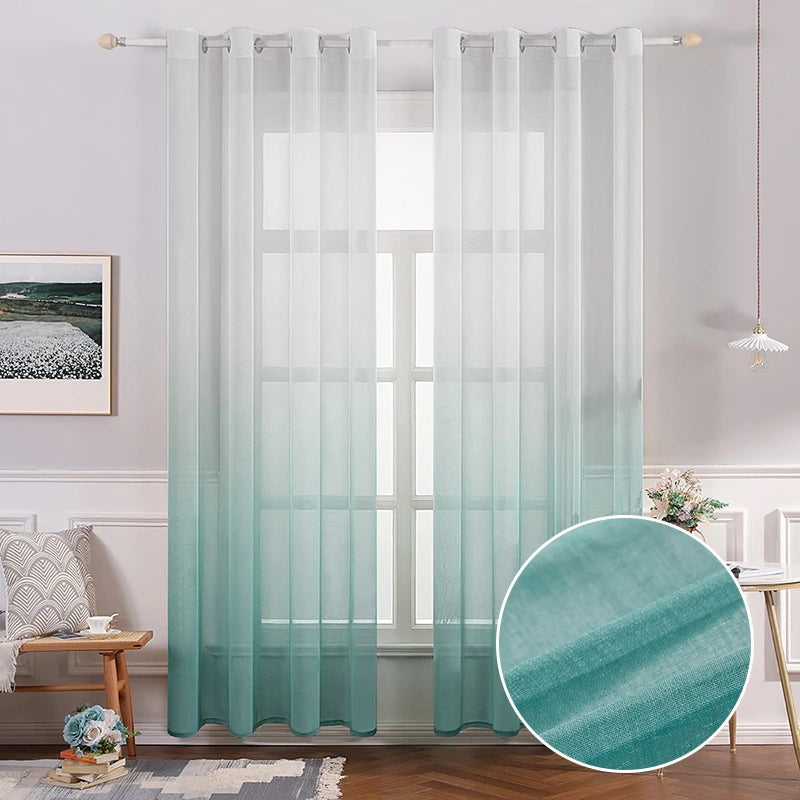 Gradient Colored Curtains Window Curtains Sheer Blackout Curtains