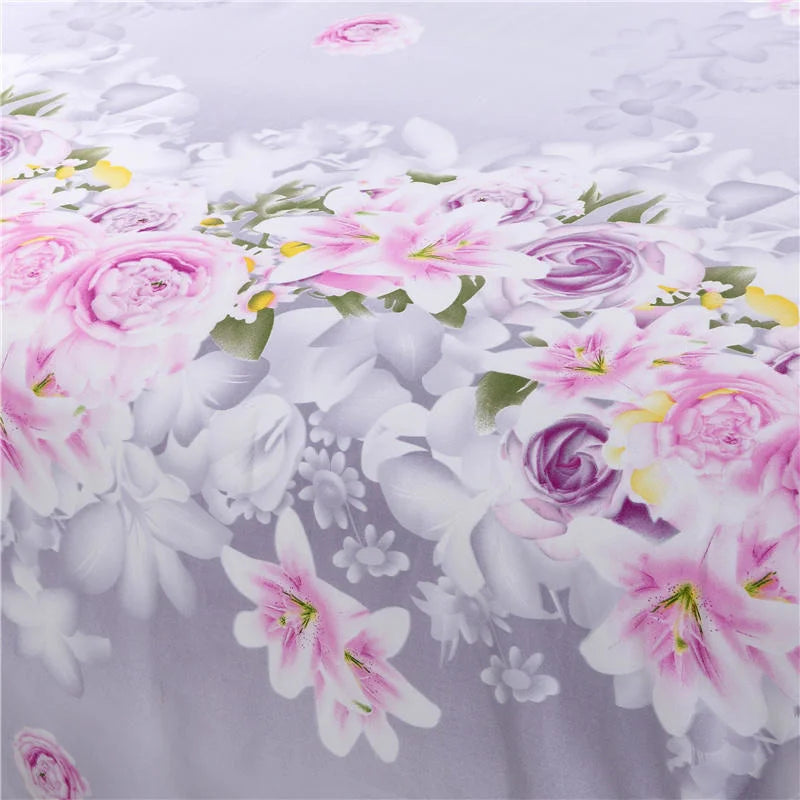 Flower Bedspread On The Bed Sheet Linen Cover Couple