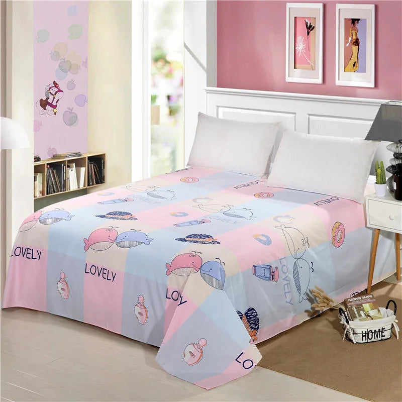 Flower Bedspread On The Bed Sheet Linen Cover Couple