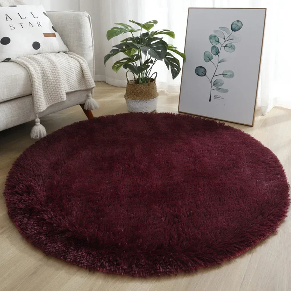 Round Carpet Floor Mats Shaggy Rug Solid Living Room Entrance Kitchen Carpet