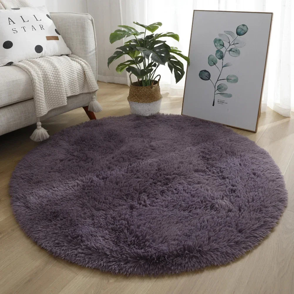 Round Carpet Floor Mats Shaggy Rug Solid Living Room Entrance Kitchen Carpet