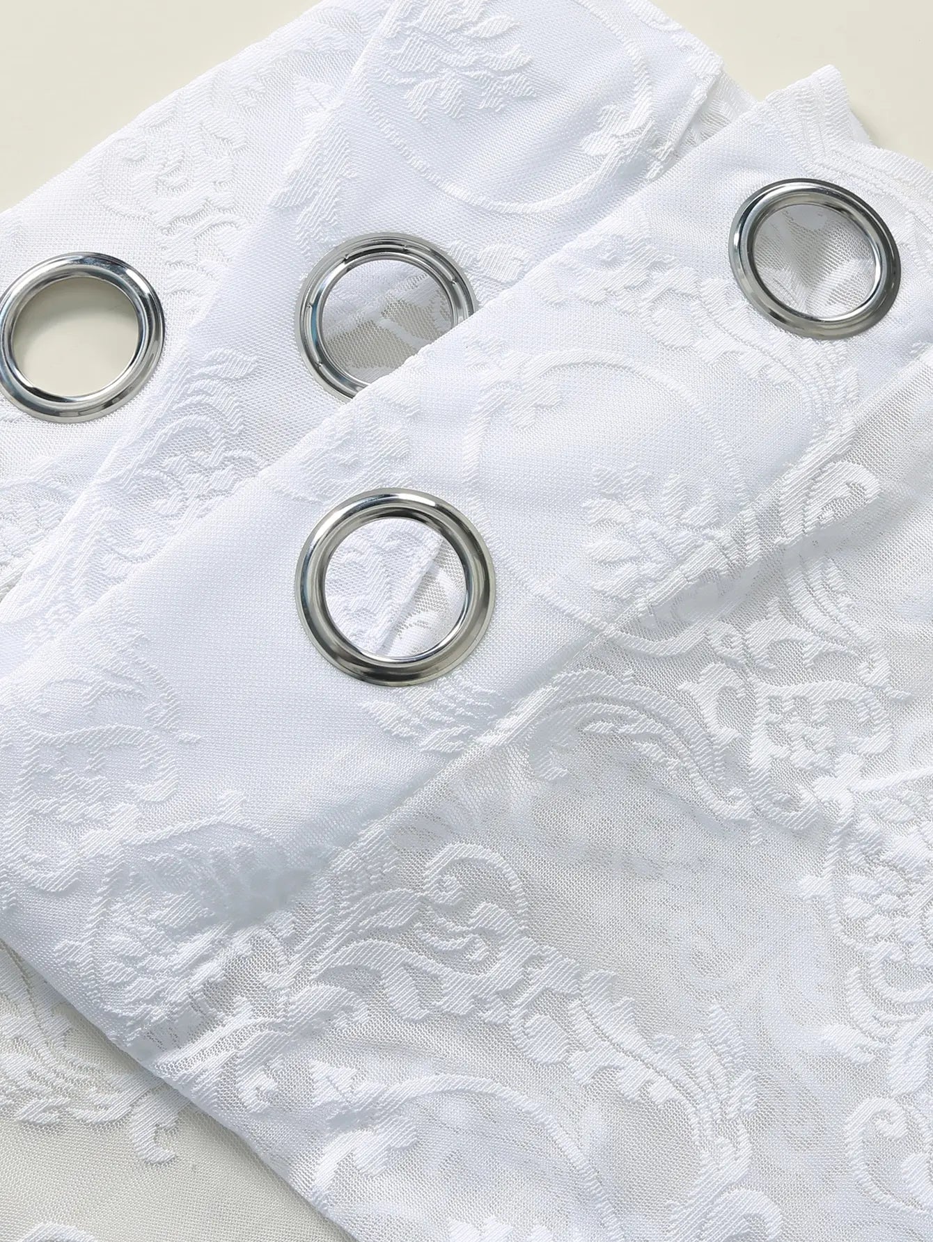 White Vine Lantern Lace Perforated Curtains,